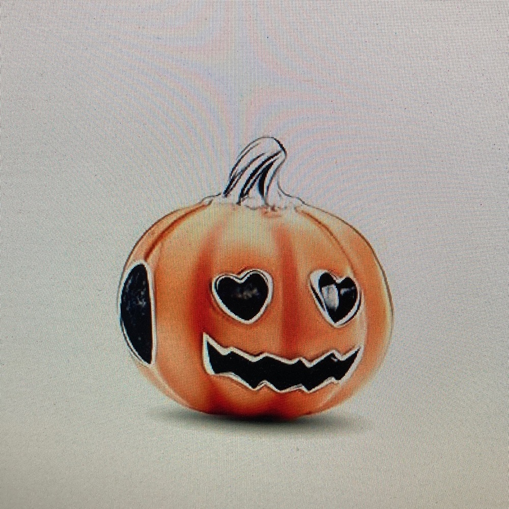 Pandora Orange Pumpkin Charm with Heart Eyes